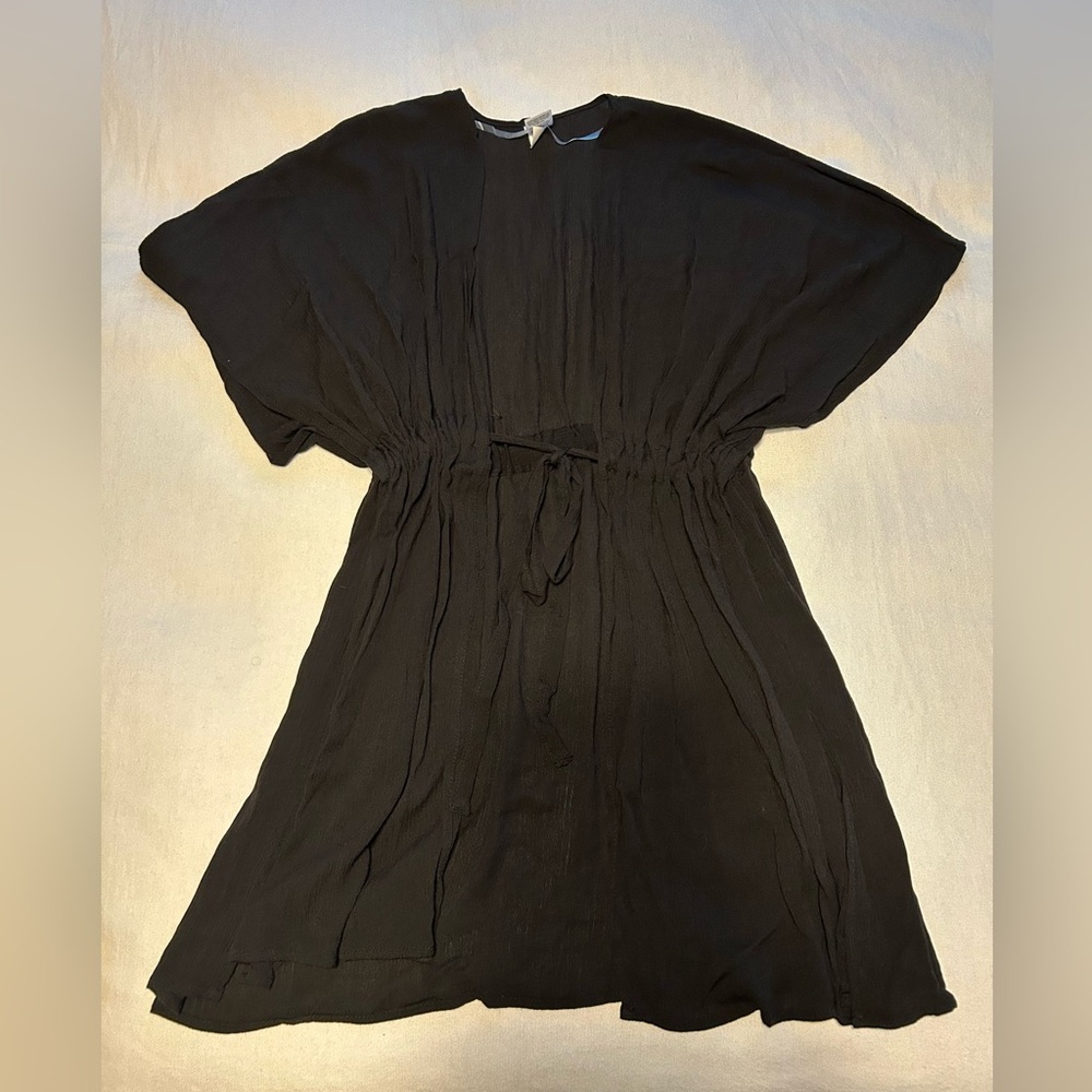 Black Lightweight Open Front Kimono Cover-Up